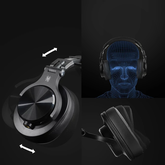Kép 7/9 - OneOdio Fusion A70 vezeték nélküli fejhallgató, 72 órás zenelejátszással - Hi-Res Audio - Fekete